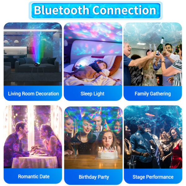 Ocean Starry Sky Projector Light Starry Rotating Bluetooth Music Projector Night Light - Image 6