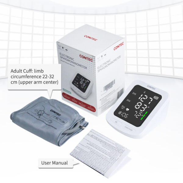 CONTEC08E LED Screen Electronic Sphygmomanometer Adult BP Cuff Monitor Blood Pressure NIBP Records - Image 3