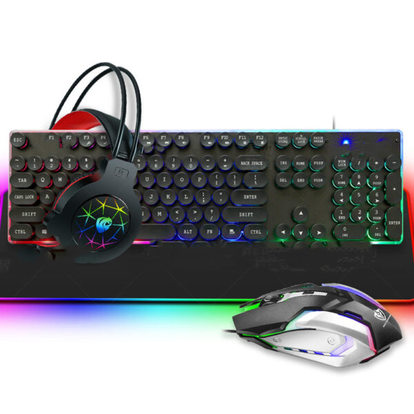 Punk Keyboard And Mouse Set Headset Four-piece Mouse And Keyboard Set - Image 3