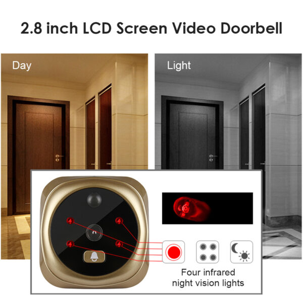 2.8 Inch Infrared Night Vision Camera Video Intelligent Electronic Peephole Visual Peephole Doorbell - Image 2
