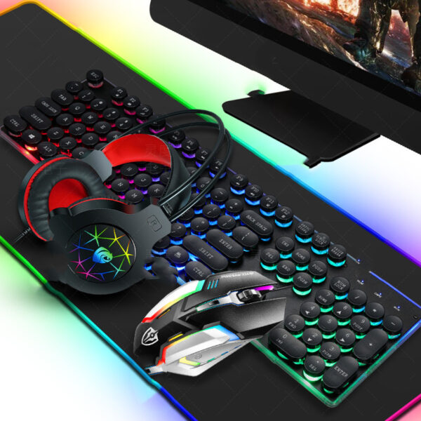 Punk Keyboard And Mouse Set Headset Four-piece Mouse And Keyboard Set - Image 2
