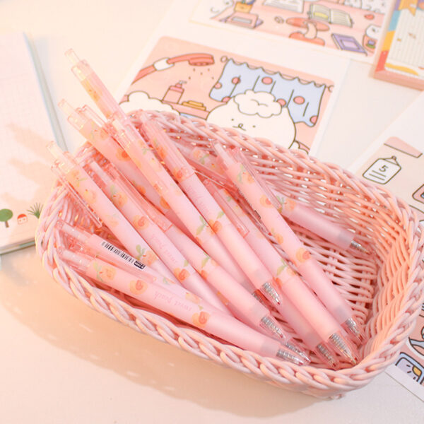 Cute Peach Press Gel Pen Korean Stationery Kawaii Gel Ink Rollerball Pens - Image 4